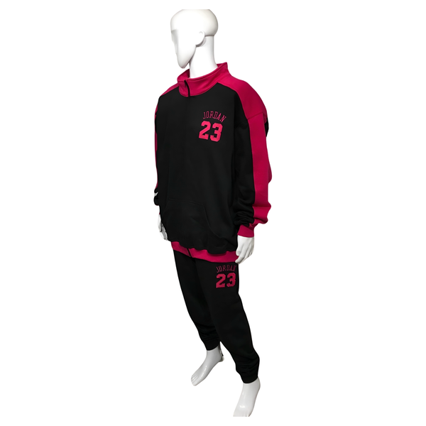 •23• (BLACK-HOT PINK) (REMIX) JOGGER TRACK SUITS (CUT & SEW) (UNISEX)