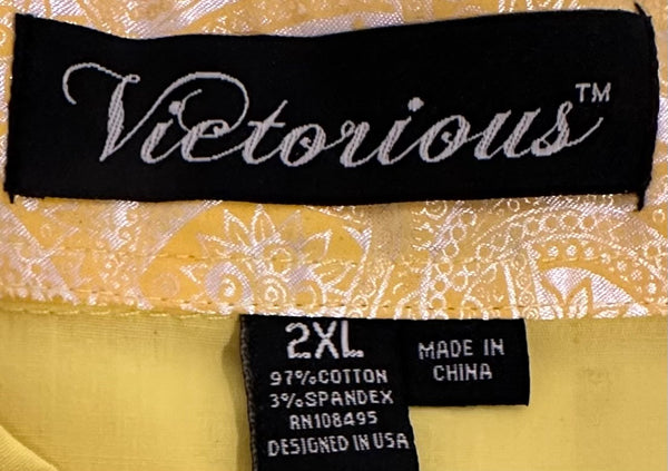 *VICTORIOUS* (YELLOW) FANCY BUTTON UP LONG SLEEVE DRESS SHIRT (COLLARED)