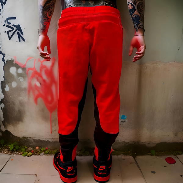^JORDAN 23^ (RED-BLACK) CUT & SEW / EMBROIDERED LUXURY CUSTOM SWEATPANTS