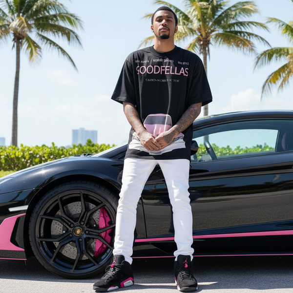 *GOODFELLAS* ~ “Pink Cadillac” ~Luxury big print tees~ (Cotton Blends) (UP TO 5XL)