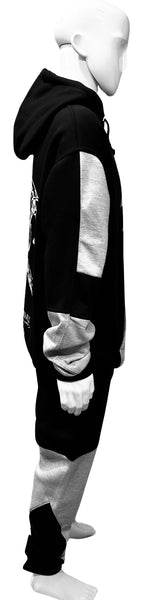 ^CHIEFIN’^ (BLACK-GREY) HOODED JOGGER SWEATSUITS (CUT & SEW)