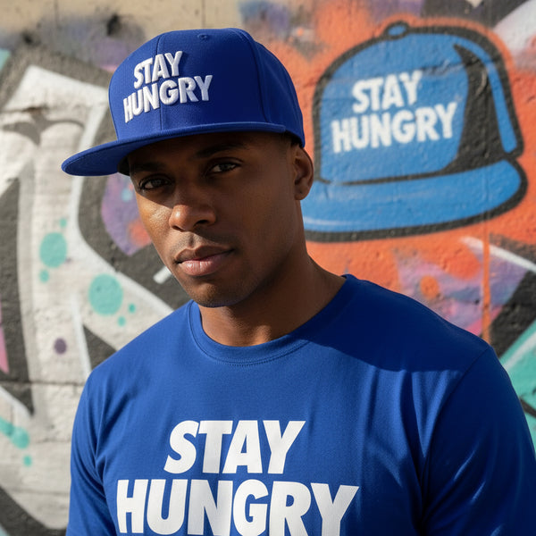 *Stay Hungry* snapback hat (Blue)