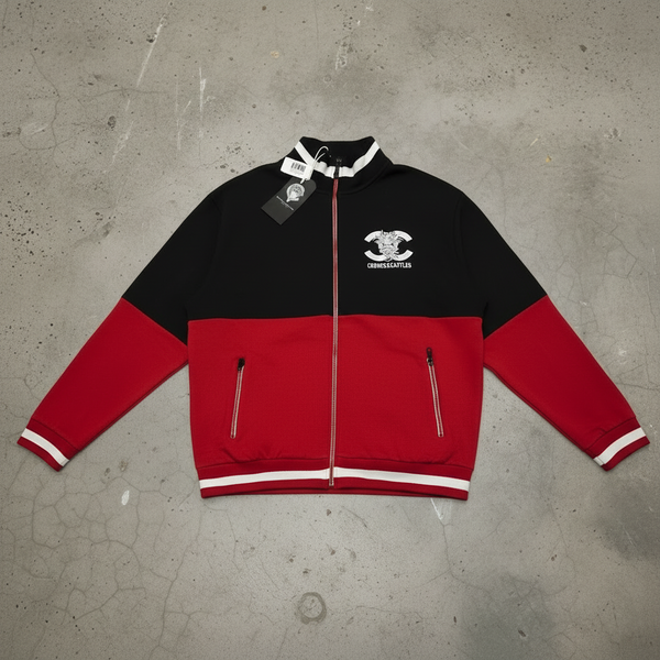 *CROOKS & CASTLES* (RED-BLACK) ~CC MEDUSA~ TRACK JACKET FOR MEN