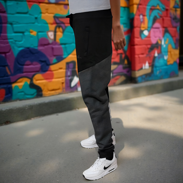 •CHAMPION CHIEF• LUXURY (BLACK-MULTI) JOGGER SWEATPANTS (CUT & SEW) (EMBROIDERED LOGO)