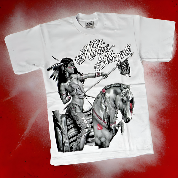 *<SC>* (WHITE) ~NATIVE STRENGTH~ HEAVY COTTON JUMBO PRINT TEES