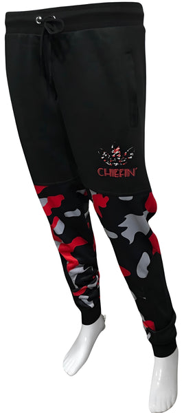 ^CHIEFIN’ ADI-FEATHER^ (RED CAMOUFLAGE) LUXURY JOGGER SWEATPANTS (CUT & SEW)