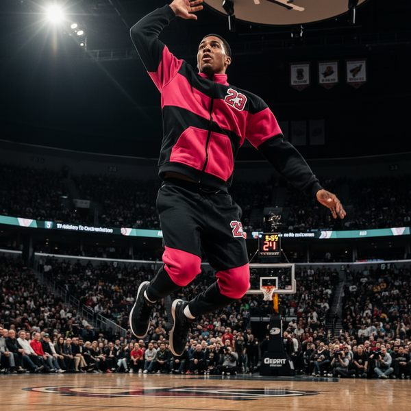 •23• (BLACK-HOT PINK) ZIP UP TRACKSUITS (CUT & SEW) (UNISEX)
