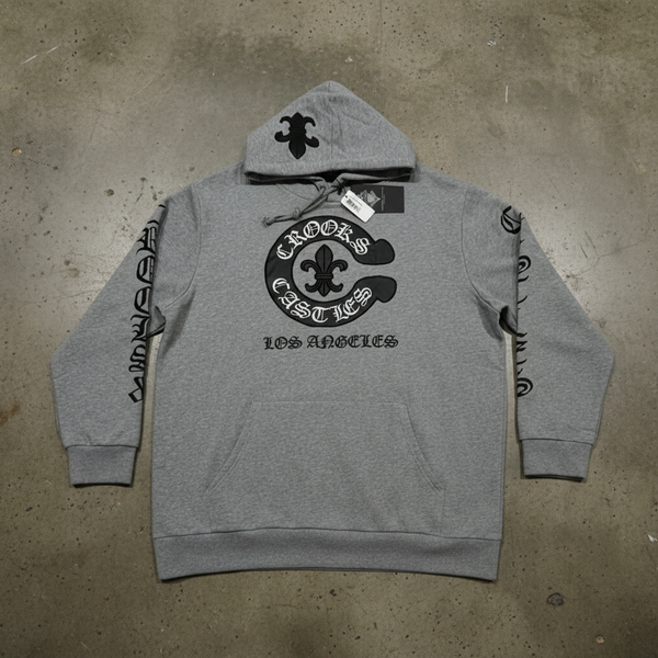 *CROOKS & CASTLES* (GREY) ~PU GOTHIC~ LUXURY PULLOVER HOODIES