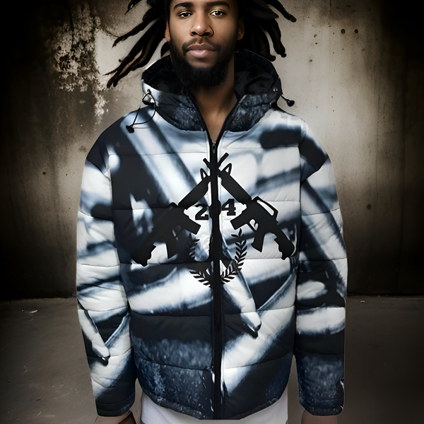 ^204 LA FAMILIA^ ~TEAM AK~ WINTER PUFFER ZIP UP JACKET (HOODED)