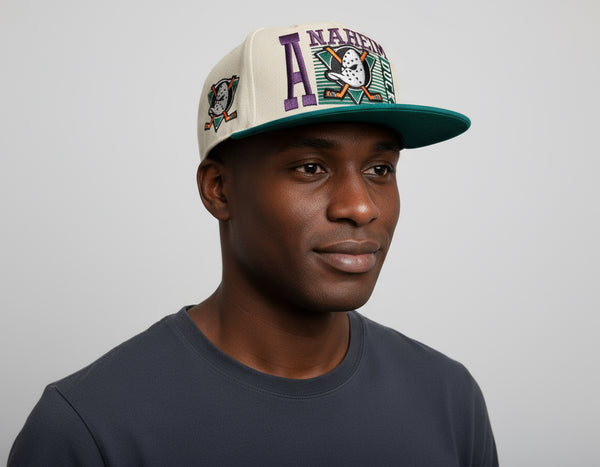 *Anaheim Mighty Ducks* snapback hats by Mitchell & Ness