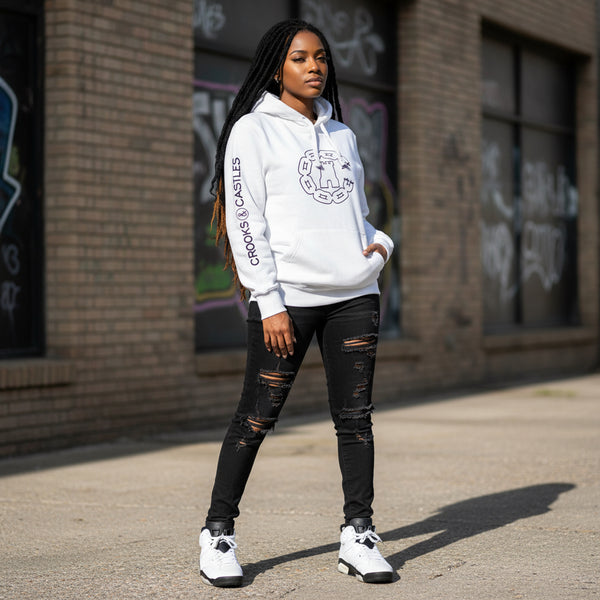 *CROOKS & CASTLES* (WHITE) ~C-CHAIN~ PULLOVER HOODIES FOR WOMEN