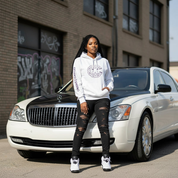 *CROOKS & CASTLES* (WHITE) ~C-CHAIN~ PULLOVER HOODIES FOR WOMEN