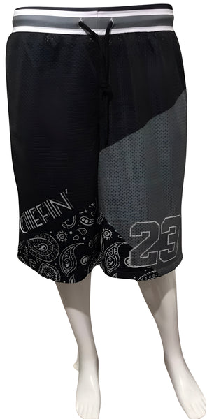 ^CHIEFIN’ 23^ MESH BASKETBALL SHORTS (LINED) (3-TONE)