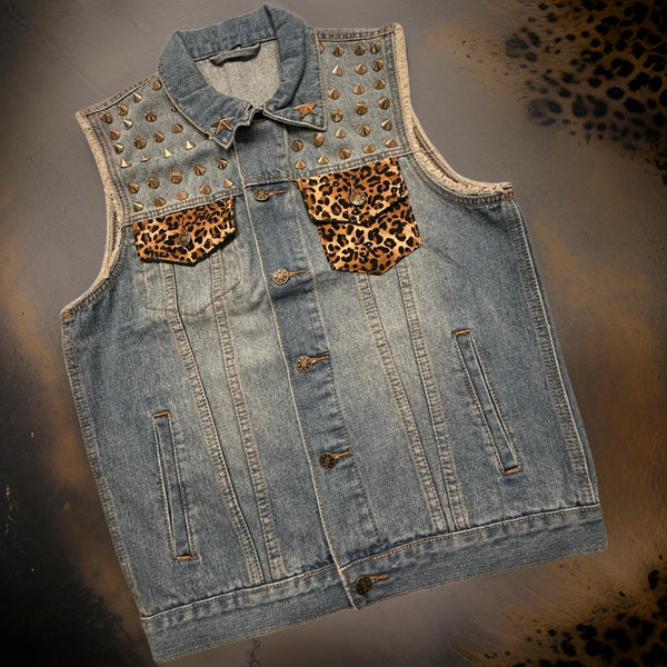 *STEAM PUNK* DENIM VEST (BUTTON UP)