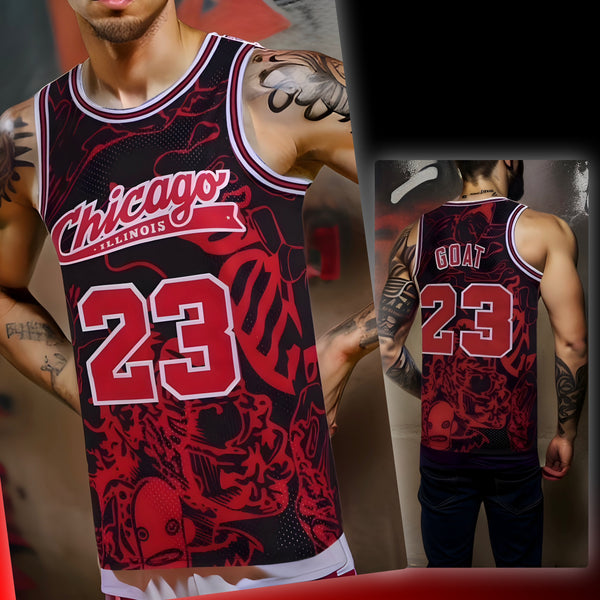 ^CHICAGO ILLINOIS GOAT 23^ Basketball Jerseys (Stitched Logos & Numbers)