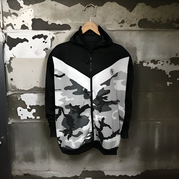 ^SEAN JOHN^ (CAMOUFLAGE) POLYESTER HOODED ZIP UP TRACK JACKETS (XB SIZED)