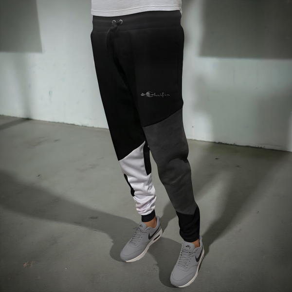 •CHAMPION CHIEF• LUXURY (BLACK-MULTI) JOGGER SWEATPANTS (CUT & SEW) (EMBROIDERED LOGO)