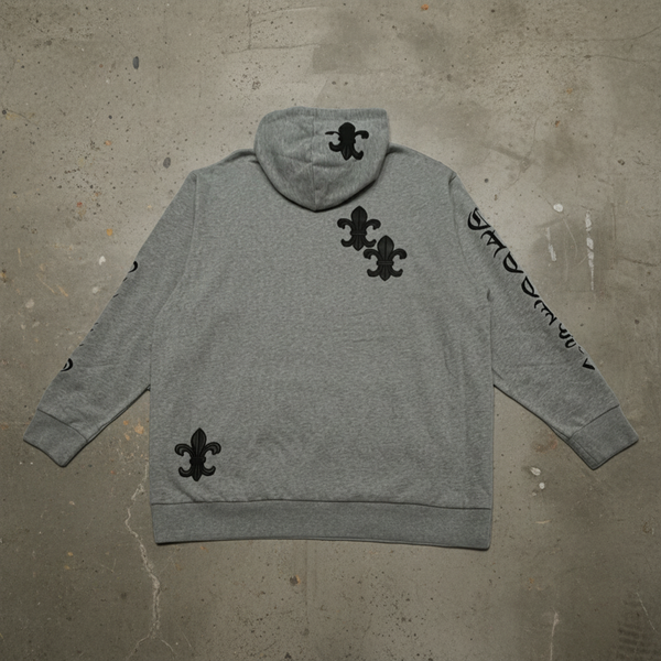 *CROOKS & CASTLES* (GREY) ~PU GOTHIC~ LUXURY PULLOVER HOODIES