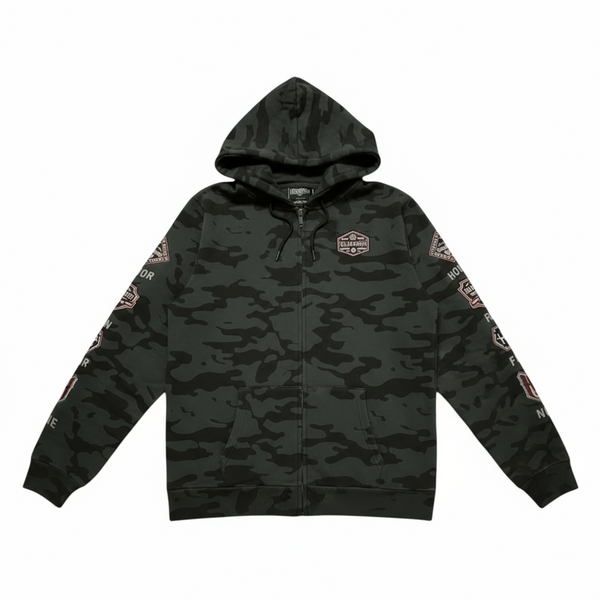 *HEADRUSH* (Dark Camo) ~Honor Few Fear Non~ Zip Up Hoodies