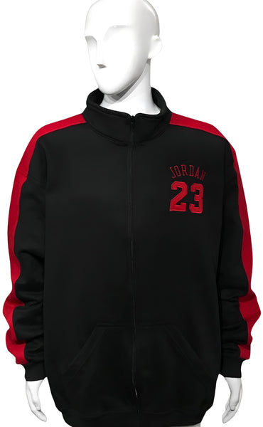 ^23^ (BLACK/RED) ZIP UP TRACK JACKETS (CUT & SEW) (EMBROIDERED LOGO)