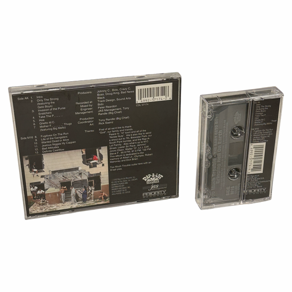•TOO MUCH TROUBLE - BRINGING HELL ON EARTH• ~1992 OG PRESSINGS~ (CD & CASSETTE TAPE)