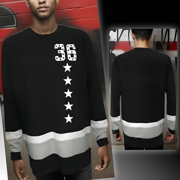 ^GORGEOUS GANGSTER^ (BLACK-GREY-WHITE) LONG SLEEVE STYLE TOP