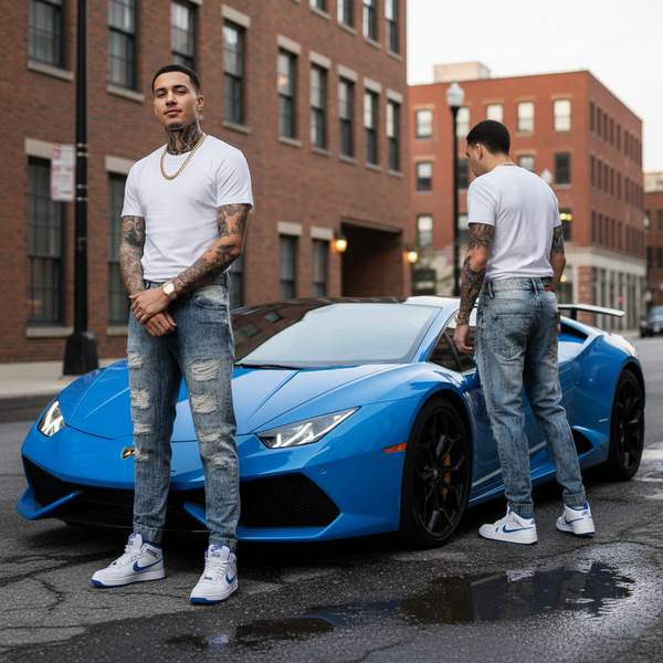 *SOUTHPOLE* (LIGHT SAND BLUE) ~RIPPED DENIM JEANS FOR MEN~ (36''x32'')