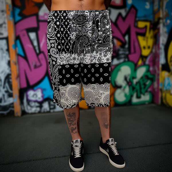 •PAISLEY SHORTS• ~Black & White~ *Light summer activewear*