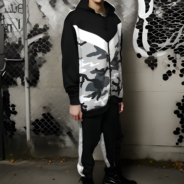 ^SEAN JOHN^ (CAMOUFLAGE) POLYESTER HOODED ZIP UP TRACKSUITS (XB SIZED)