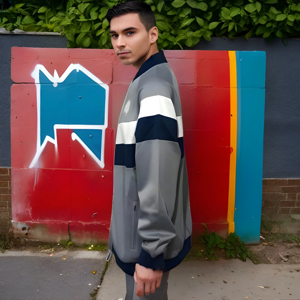 ^HUSTLE GANG^ (GREY-MULTI) ~SIMPLE CHIEF~ KNIT ZIP UP TRACK JACKETS