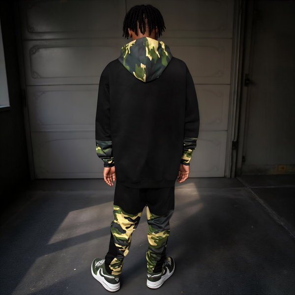 •CHIEFIN’ ADI-FEATHER• (GREEN CAMOUFLAGE) LUX HOODED ZIP UP TRACKSUITS (CUT & SEW)