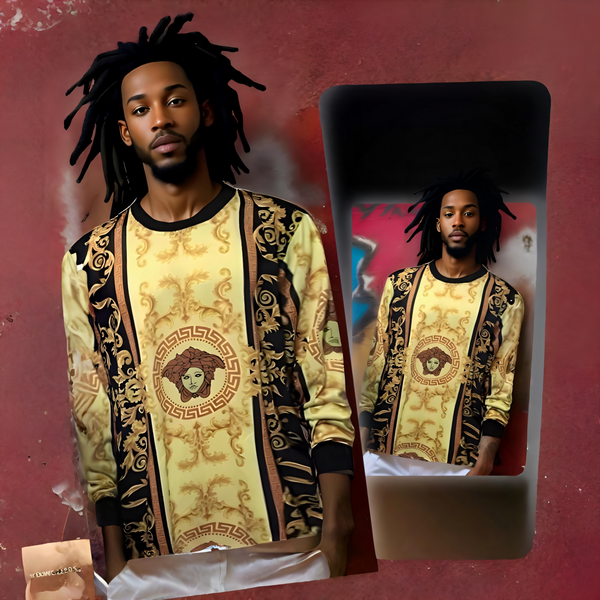 ^LUXURY^ (ITALIAN STYLE) LONG SLEEVE TEES (YELLOW-GOLD MULTI)