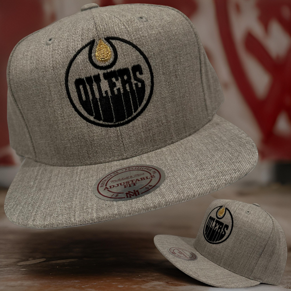 *Edmonton Oilers* (Grey) snapback hats by Mitchell & Ness