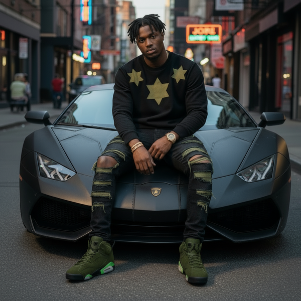 *OFFICIAL BOB MARLEY* CLOTHING LINE (BLACK) CREWNECK SWEATSHIRTS (STAR)