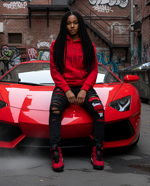 *CROOKS & CASTLES* (RED) ~C-CHAIN~ PULLOVER HOODIES FOR WOMEN