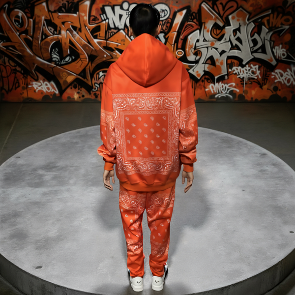 •ECM• ~ORANGE BANDANA~ JOGGER SWEATSUITS (FLEECY SOFT LINED)