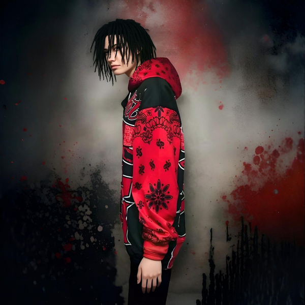 ^FLIGHT 23^ ~RED BANDANA~ PULLOVER HOODIES (FLEECE LINED)