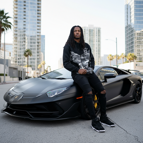 *23 GOAT* (GREY-CAMO) LUXURY ZIP UP HOODIES