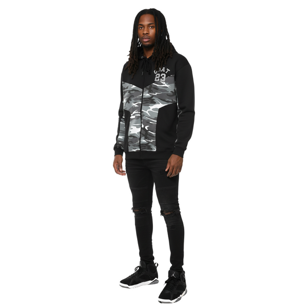 *23 GOAT* (GREY-CAMO) LUXURY ZIP UP HOODIES