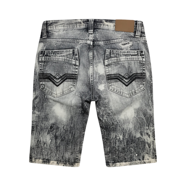 *WT02* (BLUE-ACID WASH) ~RIPPED~ •DENIM SHORTS• (WAIST 30”)