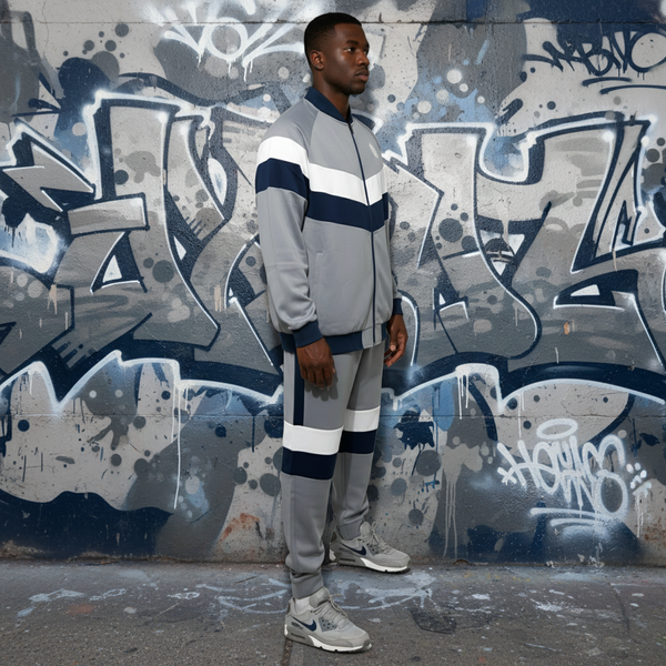 •HUSTLE GANG• (GREY-MULTI) ~SIMPLE CHIEF~ KNIT TRACKSUITS