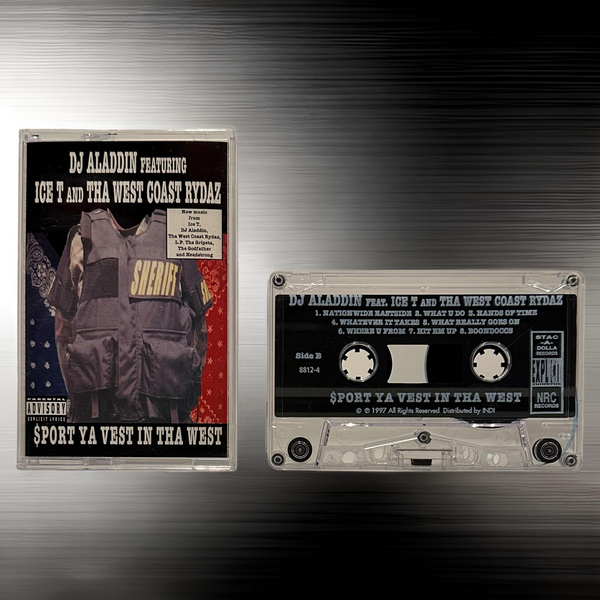 •DJ ALADDIN FEAT. ICE T AND THE WEST COAST RIDAZ ~ $PORT YA VEST IN THA WEST• ~1997 OG PRESSING~ (CASSETTE TAPE)