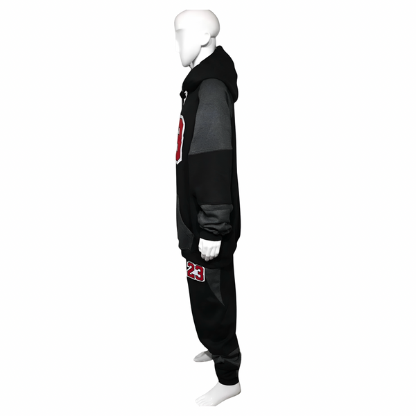 •23• (BLACK-DARK GREY) LUXURY JOGGER SWEATSUITS (CUT & SEW)