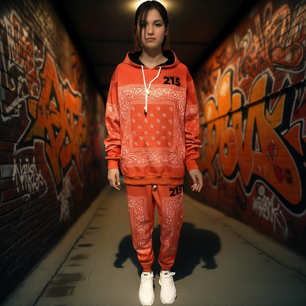 •ECM• ~ORANGE BANDANA~ JOGGER SWEATSUITS (FLEECY SOFT LINED)