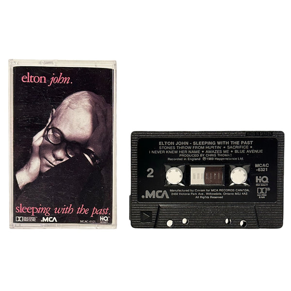 •ELTON JOHN - SLEEPING WITH THE PAST• ~1989 OG CANADIAN PRESSING~ (CASSETTE TAPE) (BLACK SHELL)