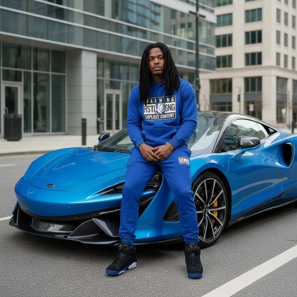 *HUSTLE GANG* (BLUE) ~EXPLICIT CONTENT~ HOODED SWEATSUITS