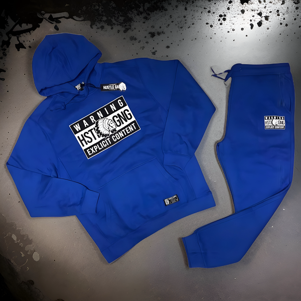 *HUSTLE GANG* (BLUE) ~EXPLICIT CONTENT~ HOODED SWEATSUITS