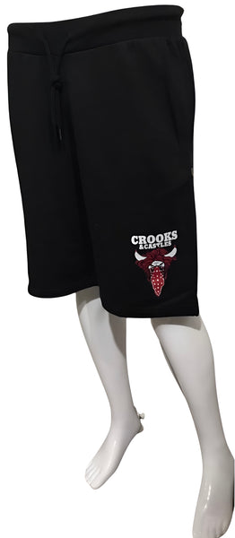 ^CROOKS & CASTLES^ (BLACK) ~CHICAGO~ MEN'S KNIT SUMMER SHORTS FOR MEN