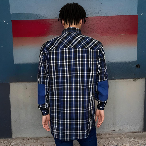 ^BOUND FOR GLORY^ (BLUE-CHECKERED MULTI) BUTTON UP COLLARED SHIRTS
