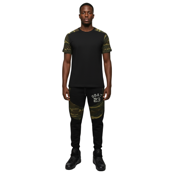 ^23 GOAT^ CAMOUFLAGE LUXURY JOGGER SWEATS (CUT & SEW) (EMBROIDERED LOGO)